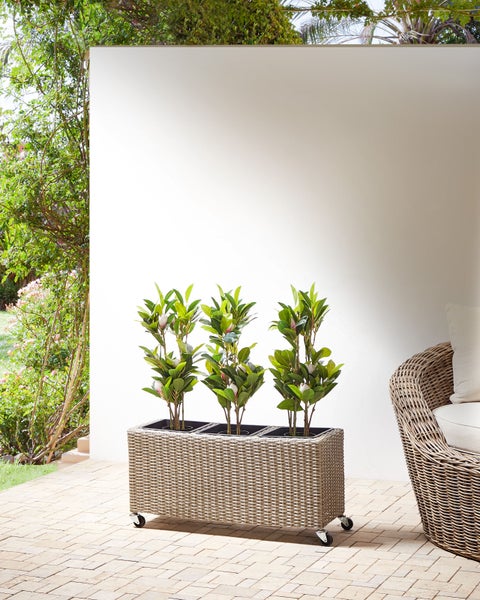 Blumenkübel BELLIS PE Rattan 82 cm Hellbraun
