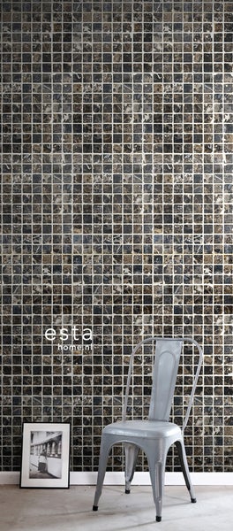 ESTAhome XXL-Vliestapete Mosaik-Fliesen Braun und Schwarz - 50 x 900 cm - 158202