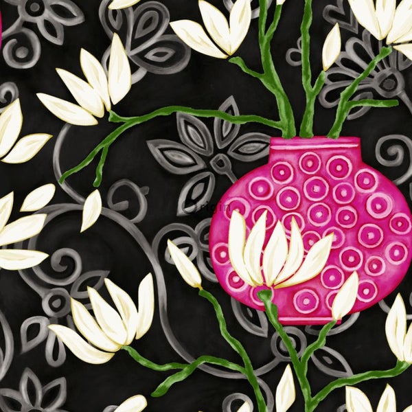 Origin Wallcoverings Tapete Magnolie Schwarz und Rosa - 53 cm x 10.05 m - 346927