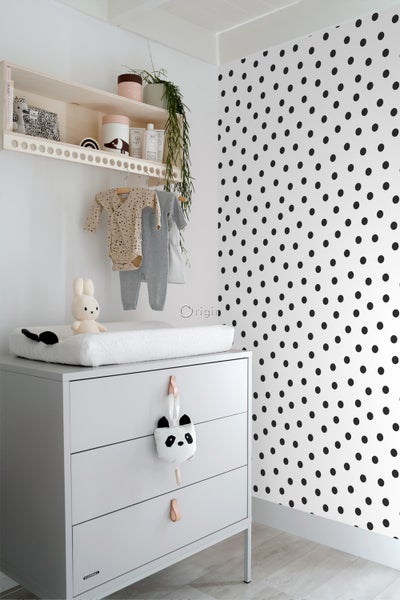 Origin Wallcoverings Tapete Punkte Schwarz-Weiß - 53 cm x 10.05 m - 347675