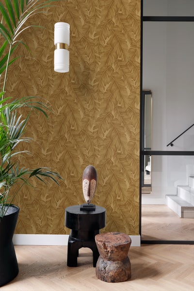 Origin Wallcoverings Tapete Palmblätter Ockergelb - 50 x 900 cm - 347891