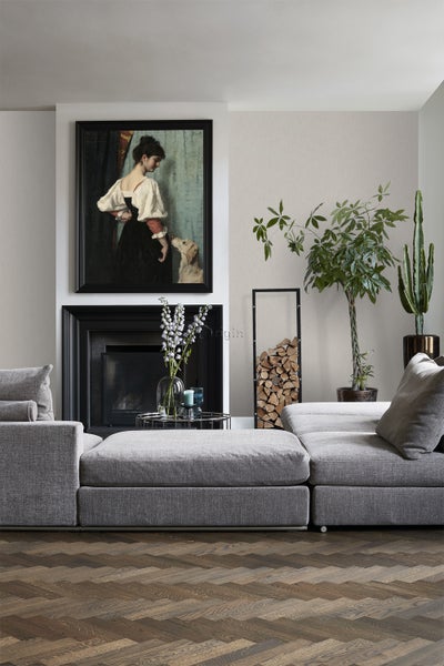 Origin Wallcoverings Tapete Leinen-Optik Graurosa - 53 cm x 10.05 m - 346625