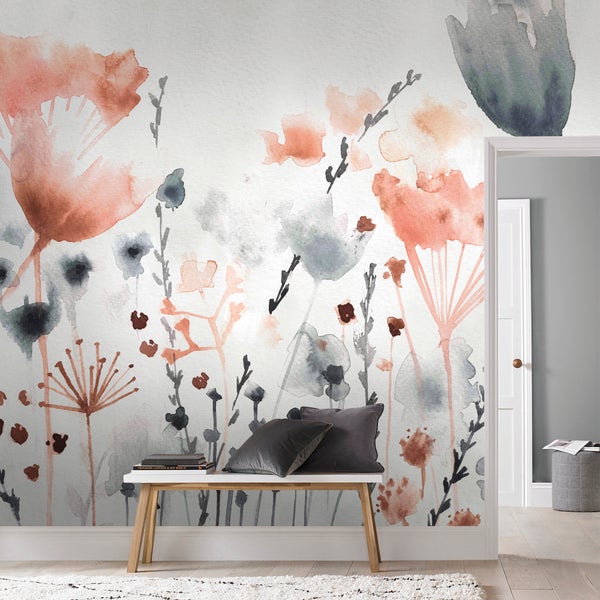 Aquarellierte Wiese - Fototapete - 280x372 cm