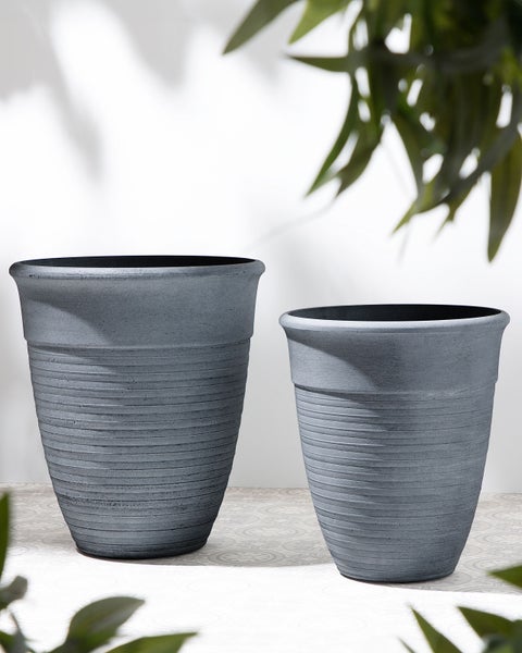 Set mit 2 Blumentöpfen KATALIMA Stein 43 cm Grau