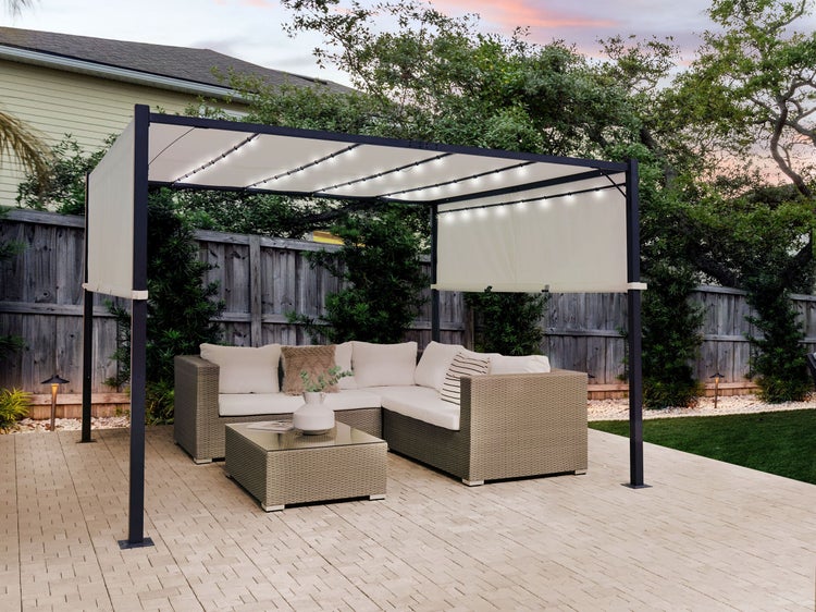 Pavillon LED PARGA Metall 310 cm 310 cm Beige