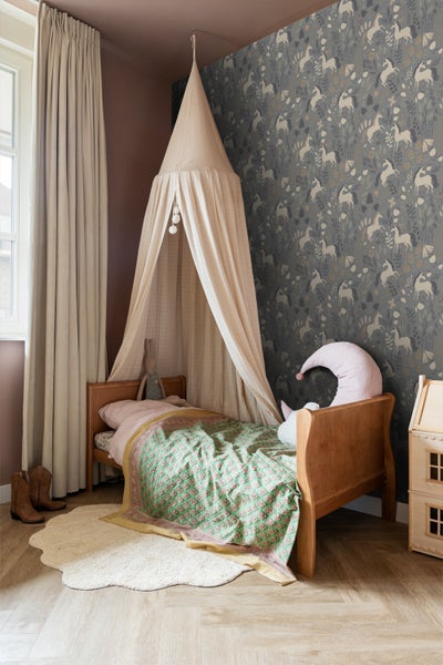 ESTAhome Tapete Einhörner Graublau - 50 x 900 cm - 139874