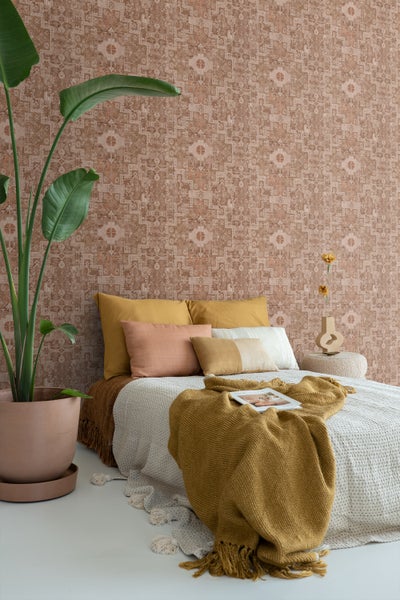 ESTAhome Tapete orientalisches Kelim-Patchwork Graubraun - 50 x 900 cm - 131365