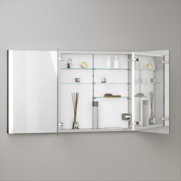 KEUCO Royal Mia Unterputz-LED-Spiegelschrank 120cm, 3 Türen, Seiten schwarz