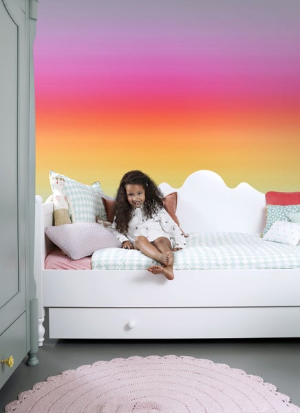 ESTAhome Fototapete Regenbogen-Muster Rosa, Rot und Orange - 100 x 279 cm - 156506