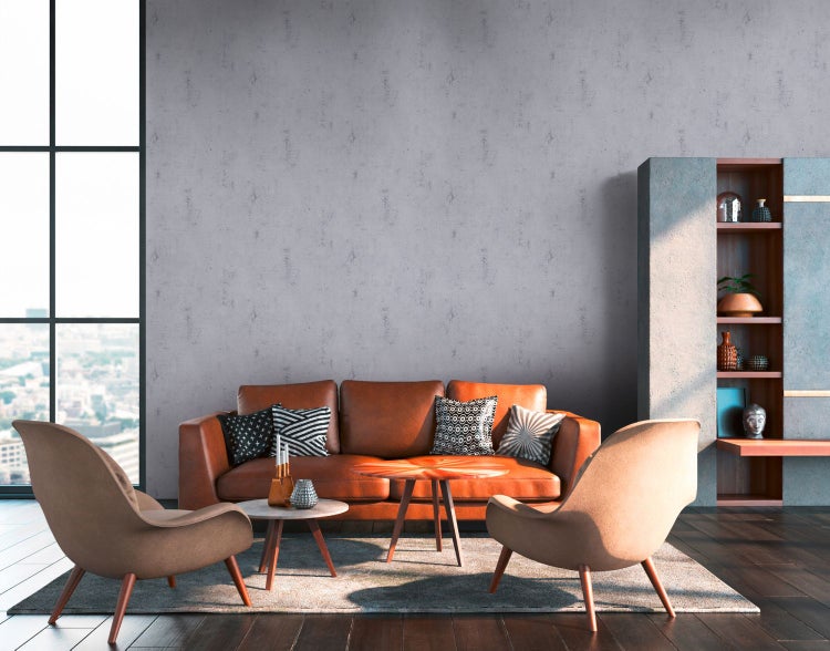 Dekoratives Zimmer mit einem New York Plan-Poster, einem Stuhl und einer Bank