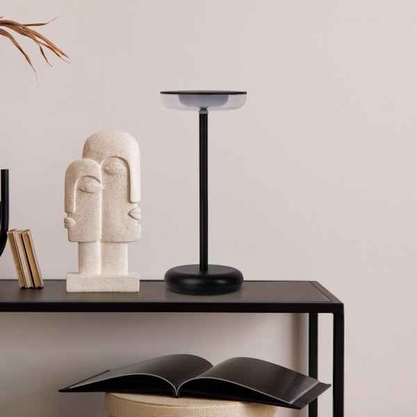 Akku-Tischleuchte PASI für Außen und Innen, aus Metall und Kunststoff in Schwarz, dimmbar, mit Touch- und Memory-Funktion, ca. 26 cm hoch