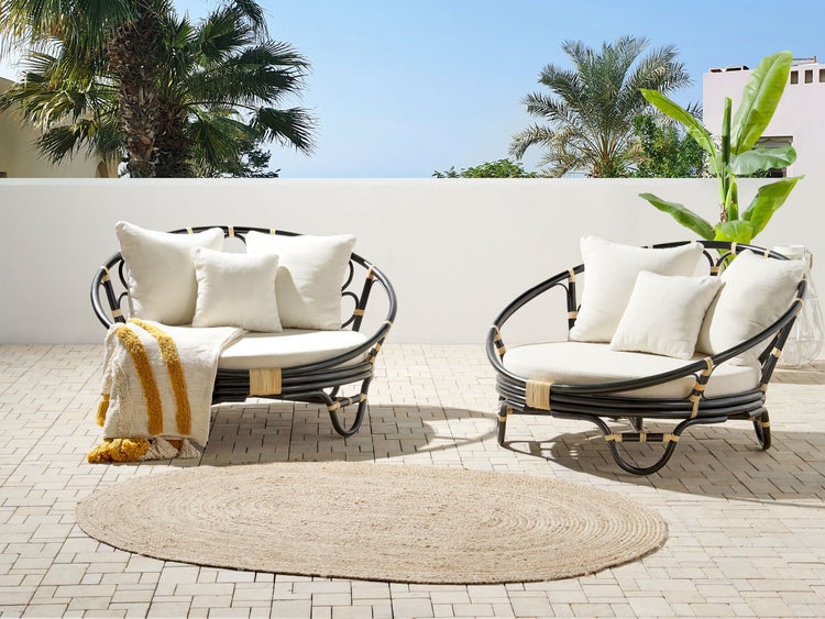 Sonneninsel 2er Set ROSSANO Rattan Schwarz