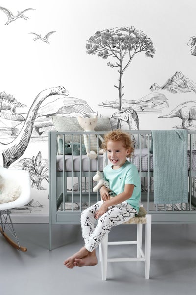 ESTAhome Fototapete Dinosaurier Schwarz-Weiß - 300 x 279 cm - 159063