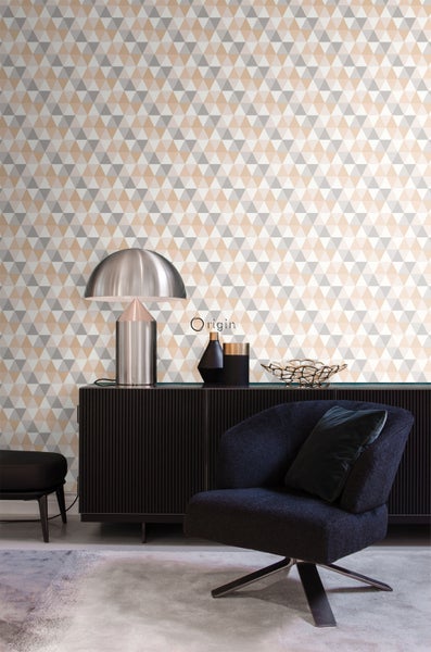 Origin Wallcoverings Tapete grafische Dreiecke Beige - 53 cm x 10.05 m - 347223
