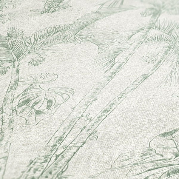 Nahaufnahme einer Tapete mit Palmenmuster
