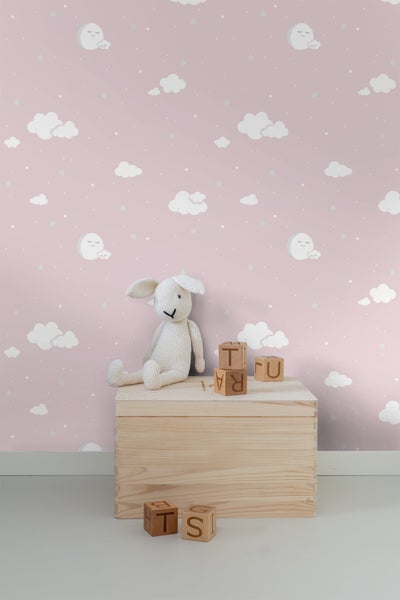 Sanders und Sanders Tapete kleine Wolken Rosa und Weiß - 53 cm x 10 m - 640558