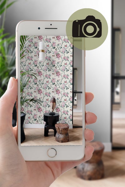 Origin Wallcoverings Tapete Blumen Crême-Weiß und Hellrosa und Grün - 53 cm x 10.05 m - 347433
