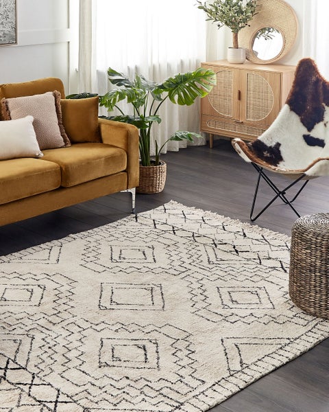 Teppich ZEYNE Beige 140 x 200 cm Baumwolle