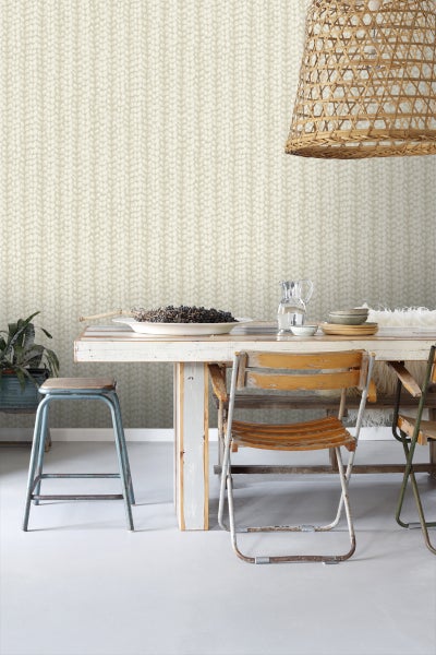 ESTAhome Tapete grob gestricktes Muster Beige - 53 cm x 10.05 m - 148342
