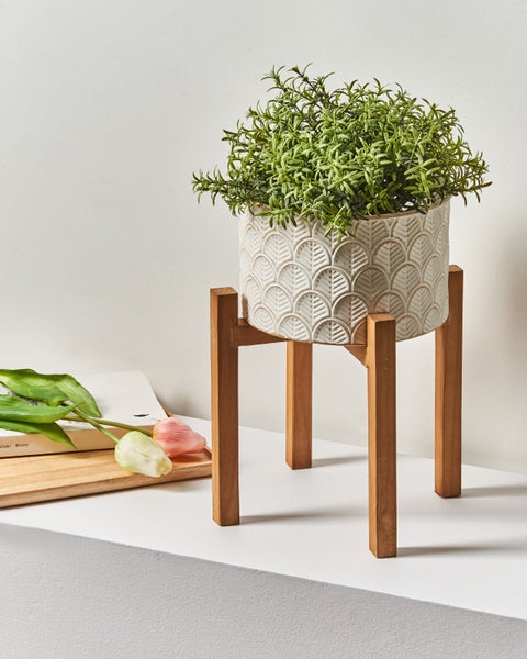 Blumentopf mit Beinen ROSEE Metall 20 cm Cremeweiß