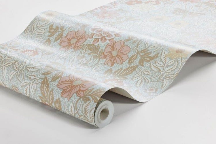 Borastapeter Tapete Blumenmuster im Jugendstil Graublau - 53 cm x 10.05 m - 660402