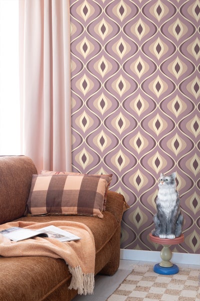 ESTAhome Tapete Retro-Ornamente Violett - 50 x 900 cm - 130988