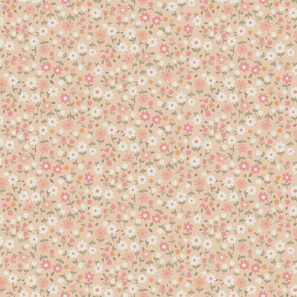 ESTAhome Tapete Blumen Rosa, Grün und Weiß - 50 x 900 cm - 139469