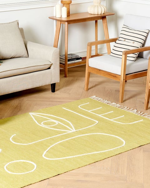 Outdoor Teppich gelb 140 x 200 cm abstraktes Muster Kurzflor YAVU