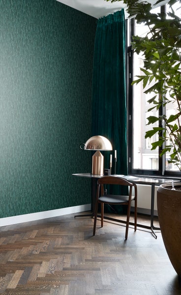 Origin Wallcoverings Tapete Federn Smaragdgrün - 53 cm x 10.05 m - 347399