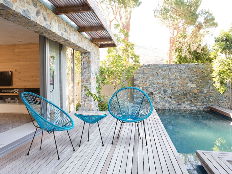 Bistro Set ACAPULCO II Polyrattan Blau