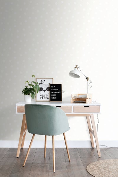 Origin Wallcoverings Tapete Punktmuster Weiß und Silbergrau - 53 cm x 10.05 m - 347513
