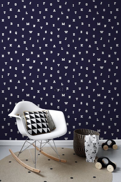 ESTAhome Tapete Alphabet Blau - 53 cm x 10.05 m - 137327
