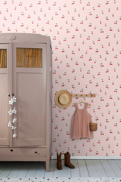 ESTAhome Tapete Kirschen Rosa und Rot - 50 x 900 cm - 131651