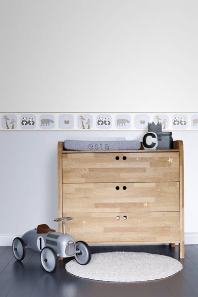 ESTAhome Tapetenbordüre Tiere Hellblau - 5 m x 13,25 cm - 175803