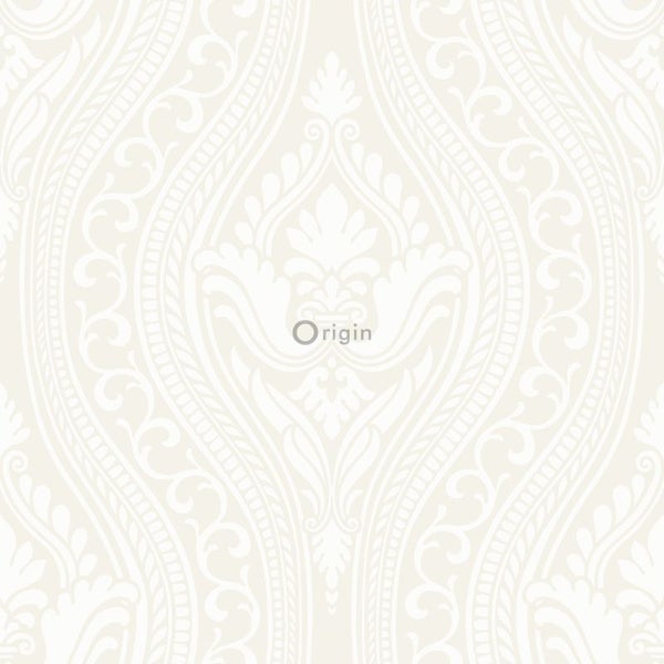 Origin Wallcoverings Tapete Flock-Barockmuster Weiß - 53 cm x 10.05 m - 346601