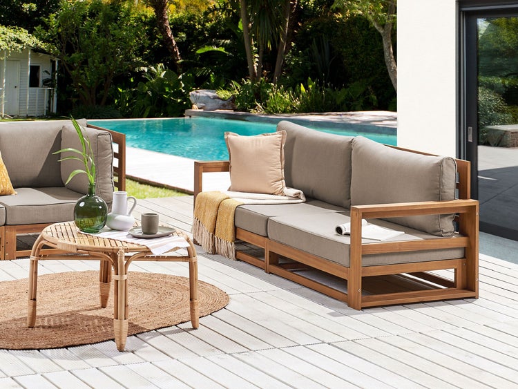 Gartensofa 2-Sitzer TIMOR modular zertifiziertes Akazienholz Hellbraun