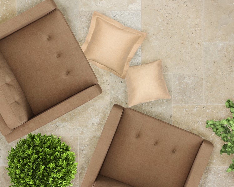 Wohnrausch Travertin Fliesen Rustic Light Römischer Verband 1,2 cm, getrommelt, beige