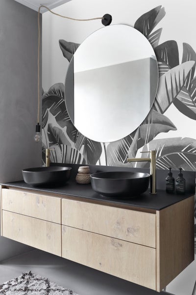 ESTAhome Fototapete große Bananenblätter Schwarz-Weiß - 200 x 279 cm - 158907