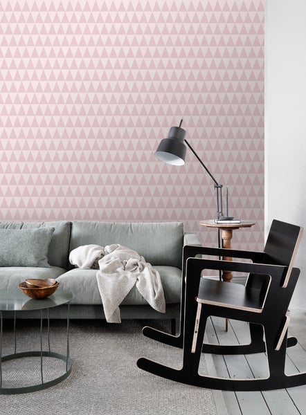 ESTAhome Tapete grafische, geometrische Dreiecke Violettrosa - 53 cm x 10.05 m - 148671