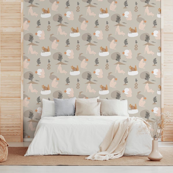 Walls4You Tapete menschlichen Silhouetten Beige - 53 cm x 10 m - 640352
