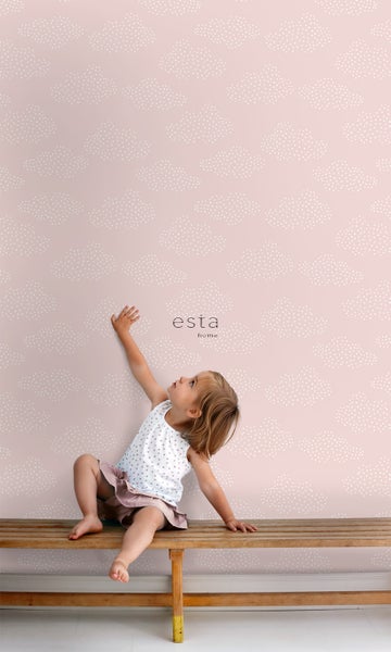 ESTAhome Tapete kleine Wolken Hellrosa - 50 x 900 cm - 139516