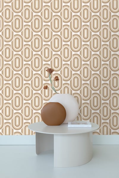 ESTAhome Tapete Retro-Ornamente Beige und Braun - 50 x 900 cm - 130981
