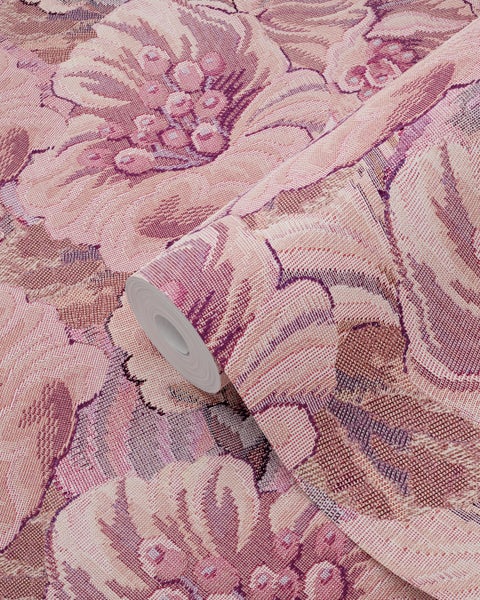 ESTAhome Tapete Blumenmuster Lila und Rosa - 50 x 900 cm - 131293