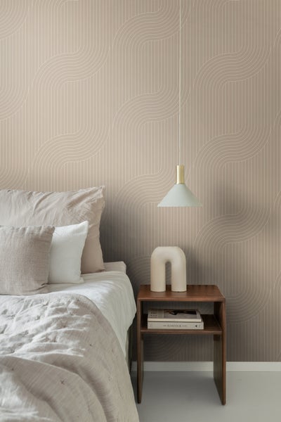 ESTAhome Tapete grafische Linien Sandbeige - 50 x 900 cm - 139925