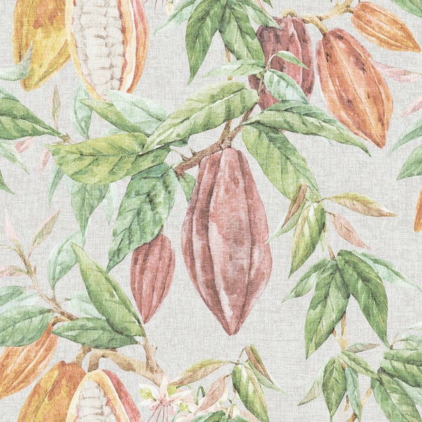 Sanders und Sanders Tapete Blätter Grün, Grau und Terrakotta - 53 cm x 10 m - 640219
