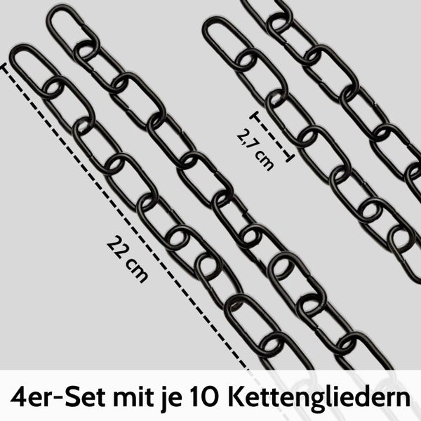 Toilettenpapierhalter aus zwei Ketten und einem Holzstab an schwarzen Wandhaken auf einer Holzpaneelwand. DEKAZIA Logo.