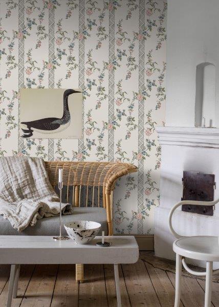 Borastapeter Tapete Blumen Beige und Mehrfarbig - 53 cm x 10.05 m - 660045