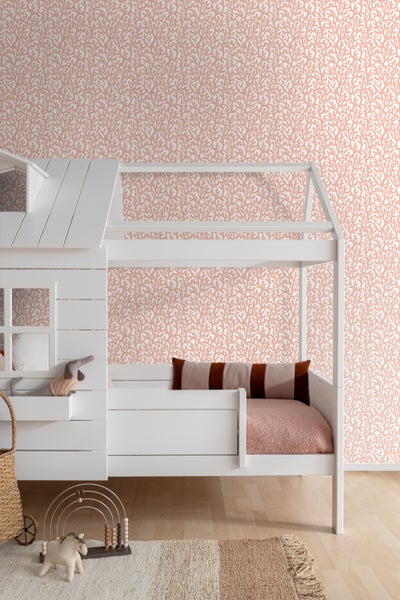 ESTAhome Tapete Koralle Terrakottarosa und Weiß - 50 x 900 cm - 131010