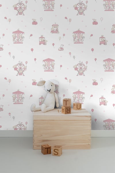 Sanders und Sanders Tapete Tiere Rosa und Weiß - 53 cm x 10 m - 640554