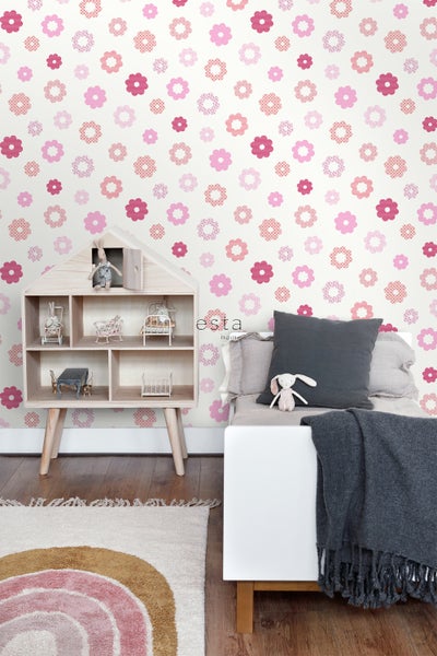 ESTAhome Tapete Spitzemotiv Rosa - 53 cm x 10.05 m - 115734